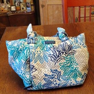 Vera Bradley Blue and Green Quilted Tote Bag